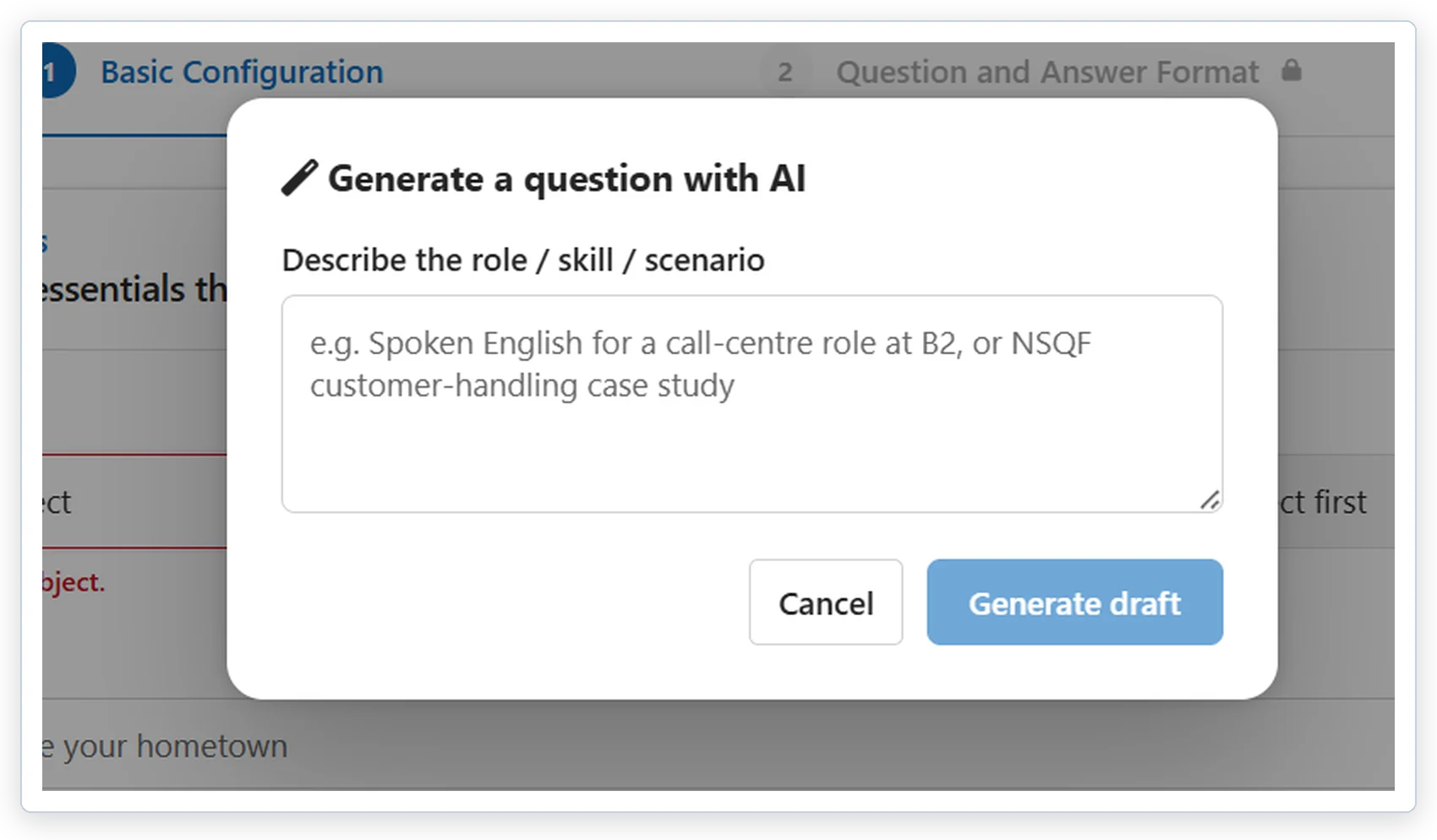 Generate with AI dialog