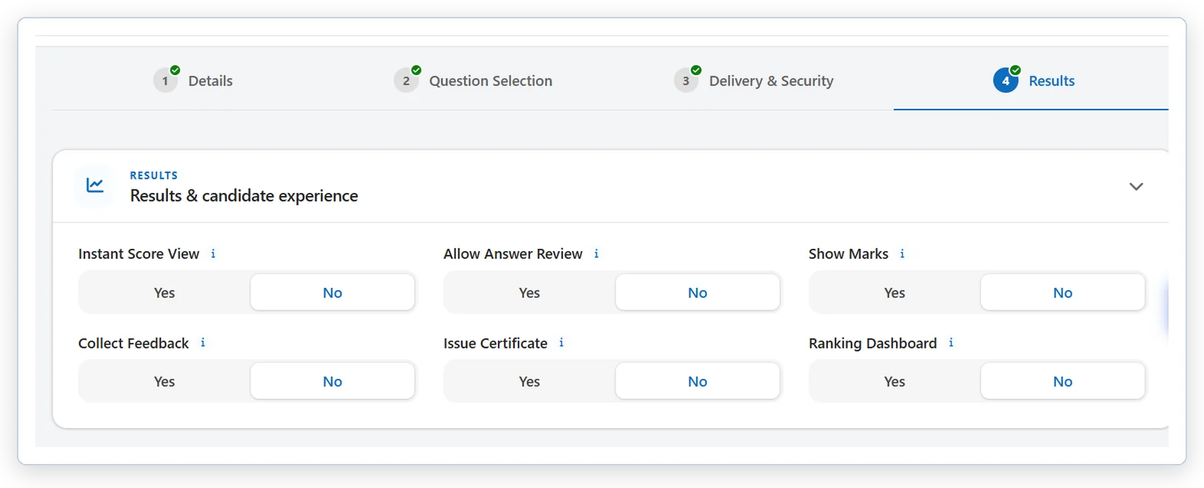 Results step toggles